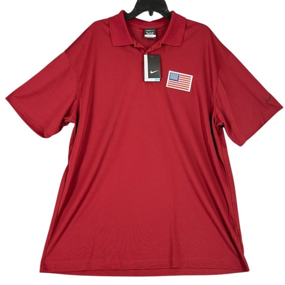 Nike Golf Polo Shirt Men XXL Wicking Quick Dry USA Flag Patriotic Business